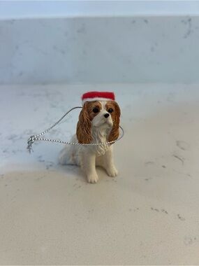 Sandicast Cavalier King Charles Ornament with Red Santa Hat